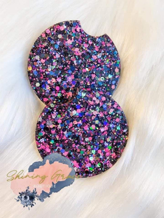 Midnight glitter car coaster set