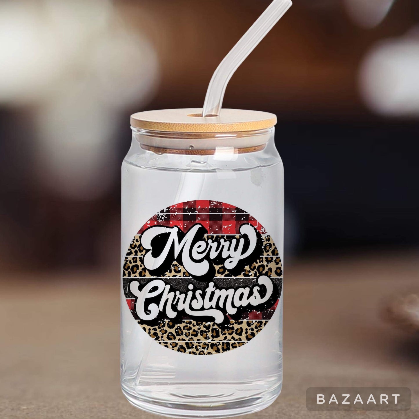 Merry Christmas plaid and leopard