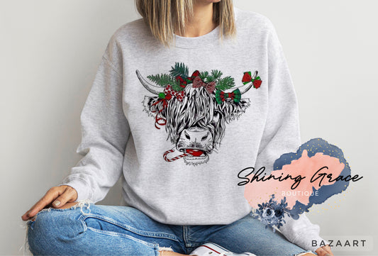 Highland cow Christmas sweatshirt