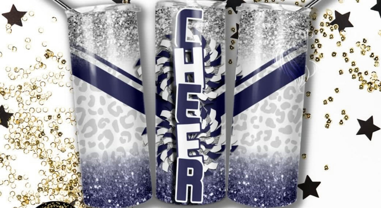 White and blue cheer leopard