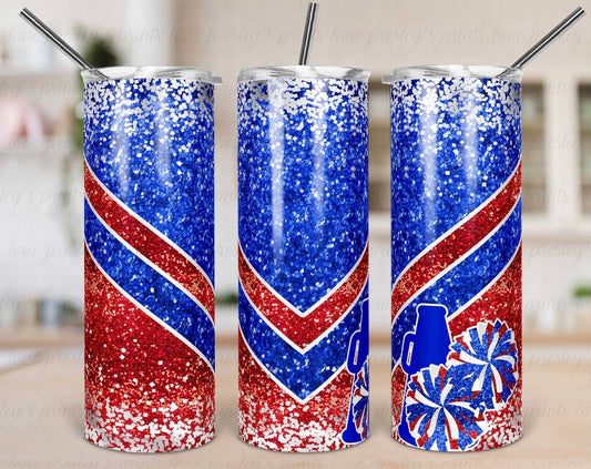 Red white and blue cheer V