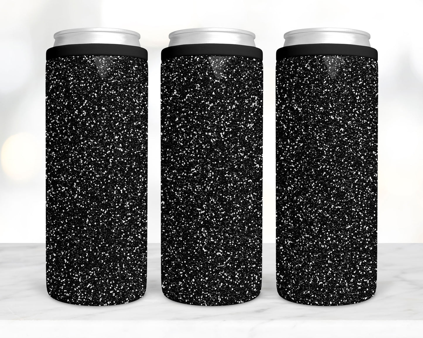 Black glitter koozie