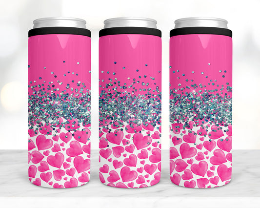 Pink Hearts koozie