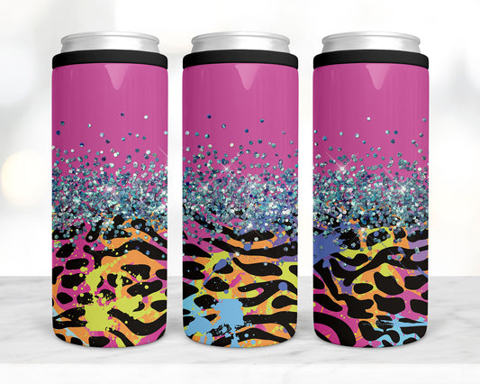 Copy of Colorful animal print and pink koozie