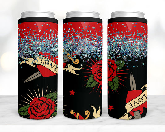 Red rose koozie