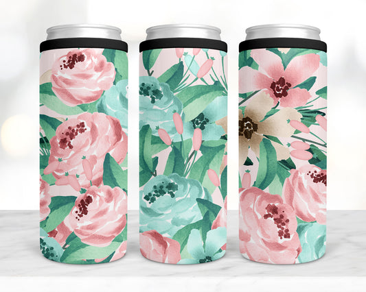 spring floral koozie