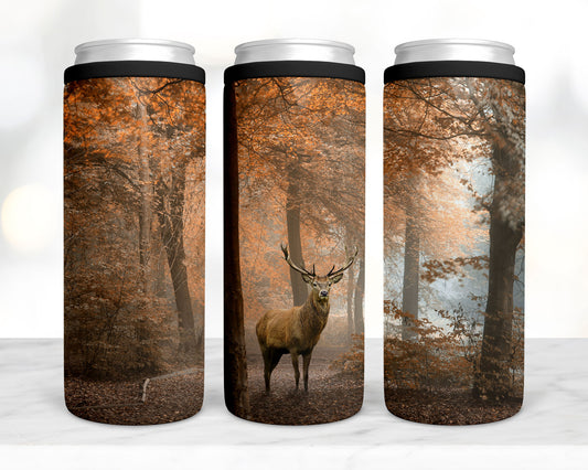 Buck in the woods koozie