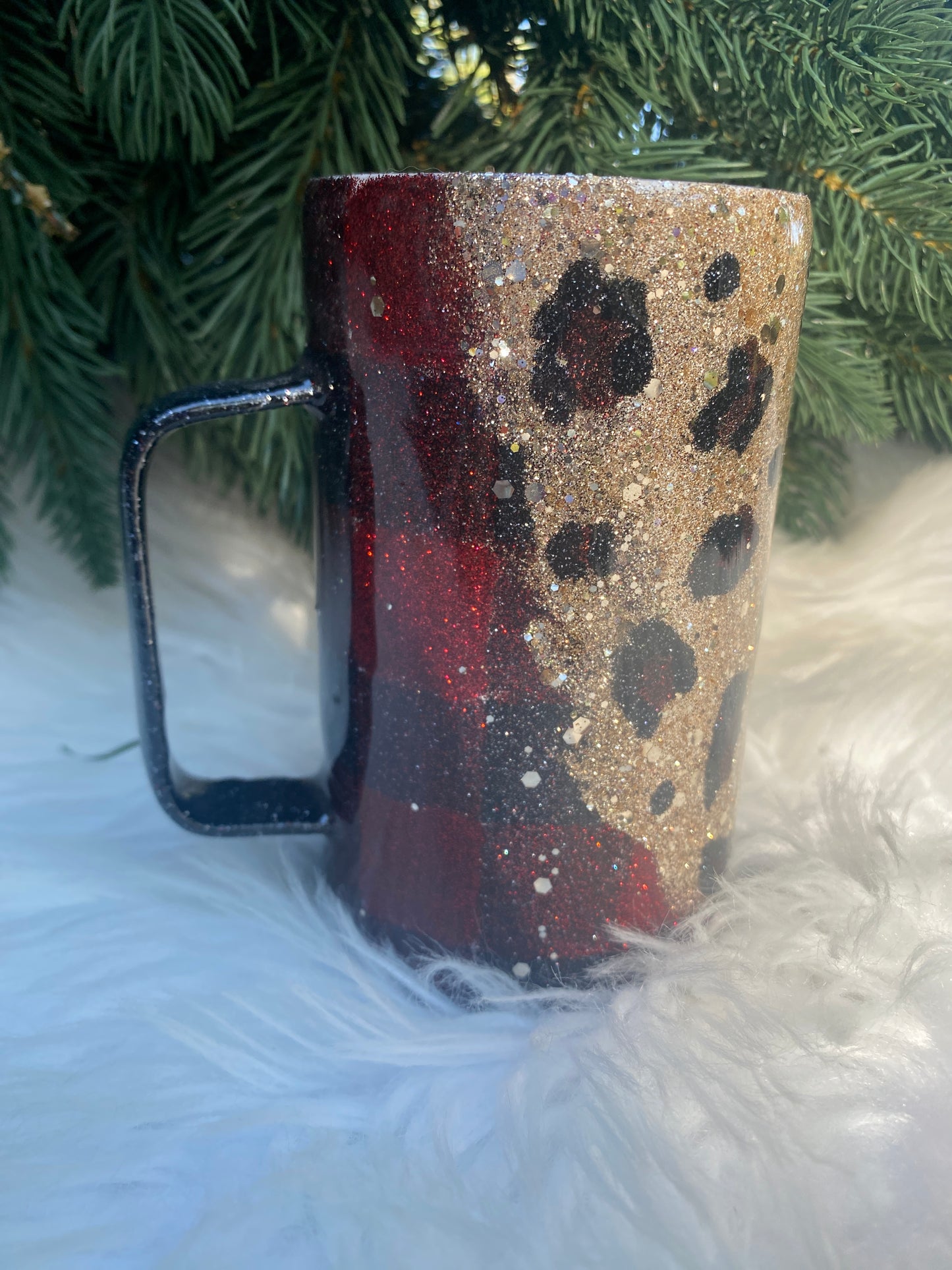 Plaid leopard mug