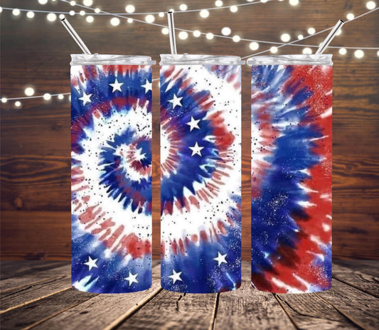 Red white and blue tie dye