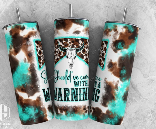 Warning -Turquoise cow print