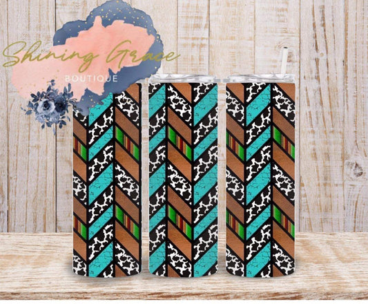 Turquoise & cow chevron