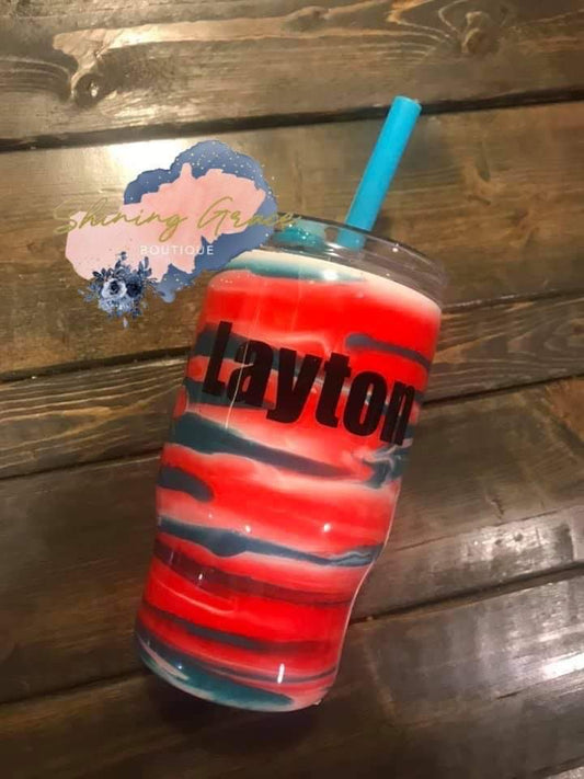 Red and blue swirl