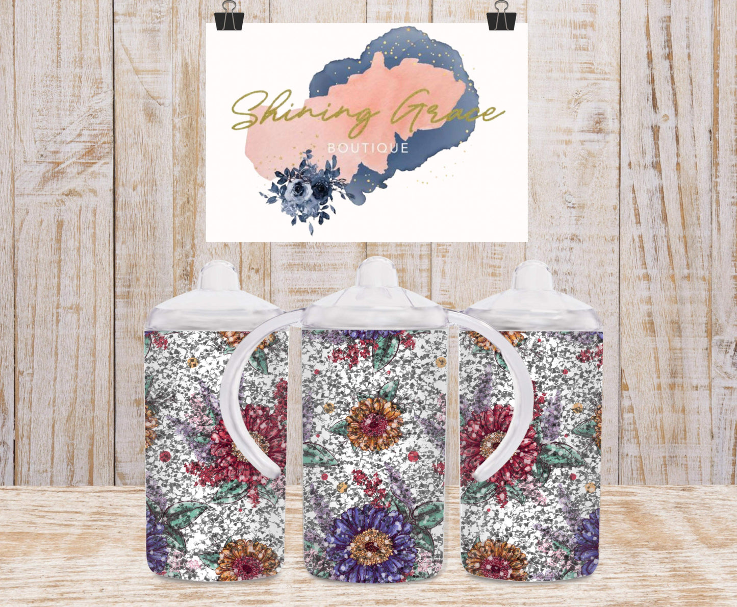 Jewel tone floral on white