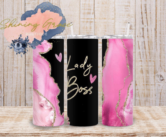 Pink and black lady boss